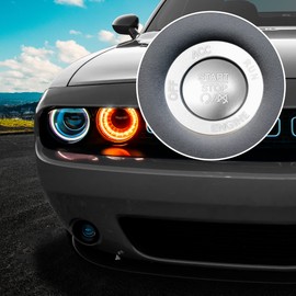 X AUTOHAUX Engine Start Stop Button Cover Kit One Click Push Start Button Trim Sticker for Dodge Charger Challenger Durango Aluminum Alloy Silver Tone