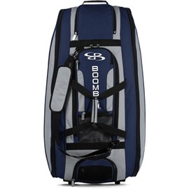 Boombah Beast Rolling Bat Bag - 40" x 14" x 13" - BB2C23 Gray/Navy - Holds 8 Bats, Glove and Shoe Compartments