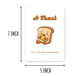GoGi93Art A Toast To Your New Adventure Card - Cute Bread Card - Lovely Congratulations - Good Luck - Happy Retirement - Greeting - Colleagues
