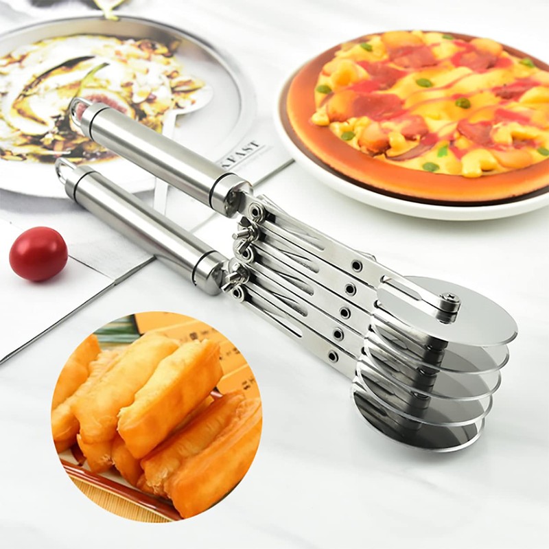 Dadamong 5 Wheel Pastry Cutter with Handle, Stainless Steel Adjustable