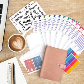 TOYESS 30Pcs Budget Binder Set for Money Saving Wallet, A6 Leather Money Binder with 12 Cash Envelopes, 12 Budget Sheets, Ring Binder Money Organiser for Budget Planner, Pink