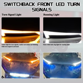 FACAILAHA Windshield Trim Light Fairing Accent LED Turn Signals Motorcycle Switchback Running Lights Compatible with Harley Road Glide 2015-2024
