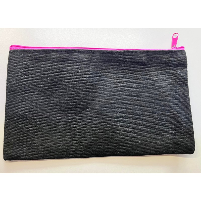 Däschle Cosmetic Bag, Organiser for Make-Up, Black with Pink Lettering,