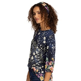 Johnny Was Bursting Scarf Navy Blue Floral Silk Square Large Women Tassels New