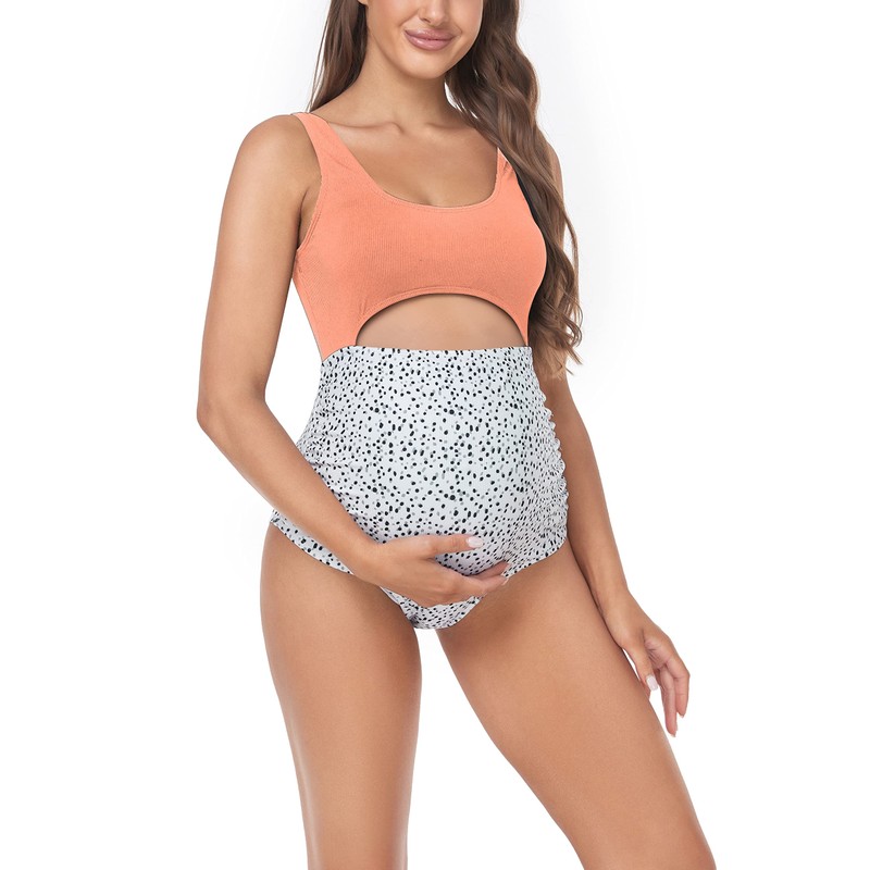 EastElegant Maternity Cutout One Piece Swimwear Ploka Dots Print Pregnancy