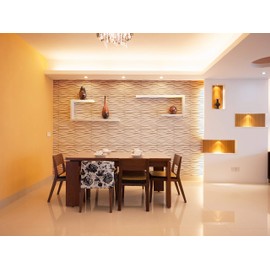 Easy Peel & Stick, Durable Plastic Textured Decorative 3D Wall Panel - GAPLESS Serene Design. 12 Panels. 32 SF