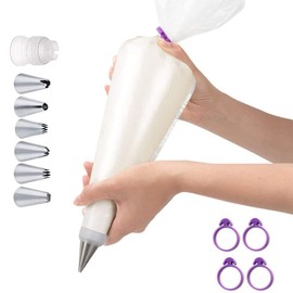 100 Disposable Large Bags and 4 Clips for Pastry Cupcake Decorations