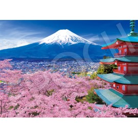 EPOCH 500 Super Small Piece Jigsaw Puzzle, Japanese Scenery, Harukaze Fuji and Five-Storied Pagoda, Yamanashi (7.2 x 10.1 inches (18.2 x 25.7 cm) 52-810 with Glue Spatula, Tickets Included