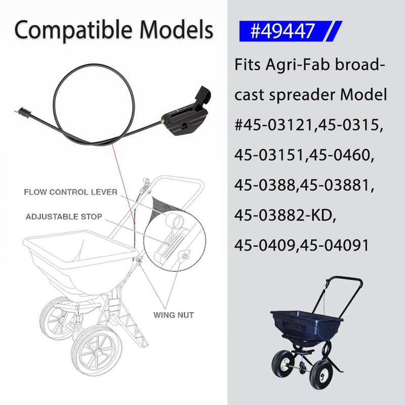 49447 Lawn Spreader Control Cable – Compatible with Agri-Fab, Craftsman