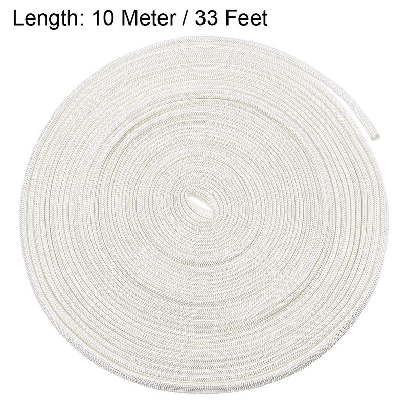 sourcing map Insulation Braided Sleeve, 33Ft-6 mm High Temperature Fibreglass