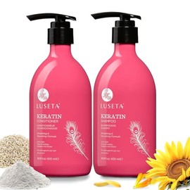 Luseta - Champú y acondicionador de queratina para cabello teñido dañado y seco, tratamiento capilar de queratina para suavizar, nutrir y fortalecer, 
