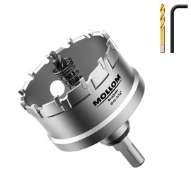 Mollom (2-7/16'' | 62mm) Heavy Duty Carbide Hole Saw with 2 Pilot Drill Bits, Hole Cutter cuts Stainless Steel, mild Steel, Iron, Copper, Brass, Plastic