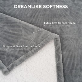 Westinghouse Electric Blanket Twin, Flower Jacquard Heated Blanket Twin Size with 10 Heating Levels and 1-12 Hours Auto-Off, Flannel to Sherpa Reversible, Machine Washable (62x 84 inch, Light Grey)