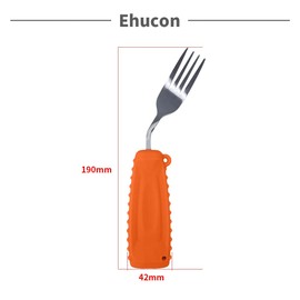 Ehucon-Utensilios adaptables, tenedor en ángulo con peso para utensilios, para personas mayores con temblores, Parkinson o agarre débil, cubiertos ergonómicos livianos con asas antideslizantes de fáci