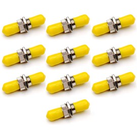 TEZONG ST Female to ST Female Fiber Coupler Singlemode/Multimode Simplex Fiber Optical Cable Flange Connector Adapter Coupler Yellow 10Packs
