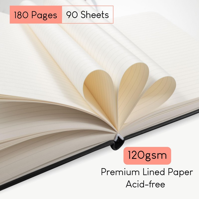 STATIONERY ISLAND A5 Lined Notebook, Journal Lined Hardcover with 120gsm