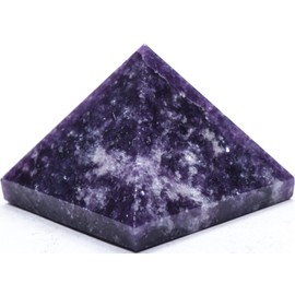 36mm 225ct Deep Purple Lepidolite Pyramid Polished Natural Lithia Mica Gemstone Crystal Mineral Specimen - Brazil + One Polished Clear Quartz Cabochon
