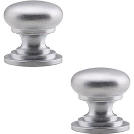 2 Pack | Victorian Round Cupboard Door Knob - 38mm Dia - Satin Chrome Cabinet Handle | Small Cupboard Door Knob - Wardrobe Cabinet Pull Handle - Suitable for Lightweight Internal Doors