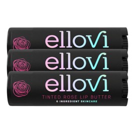 Ellovi Natural Lip Butter Lip Balm - Wild Rose Tinted - Pure Enough to Eat - Made With Just 6 Vegan Ingredients - Tinted Moisturizing Lip Care for All Day Hydration (3-Pack)