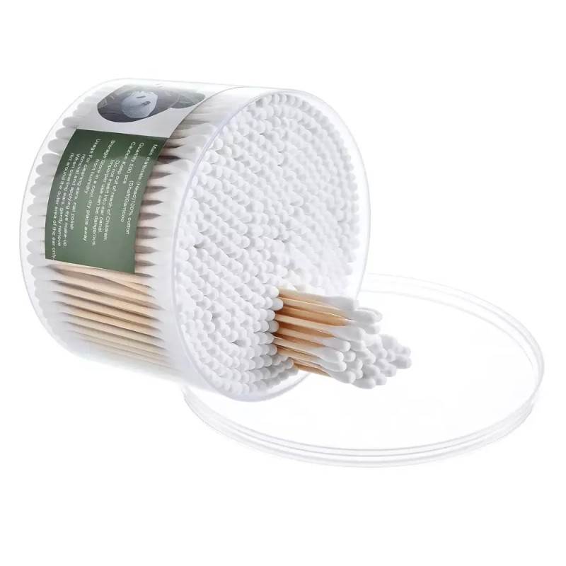 Moncom 몬콤 면봉 500개 카운트 더블 라운드 두꺼운 팁 생분해성