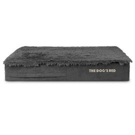 The Dog's Bed Replacement Outer Cover (No Mattress) for The Dog's Bed Orthopaedic, Washable Fur Fabric, Large 101 x 64 x 15cm (Grey Fur)