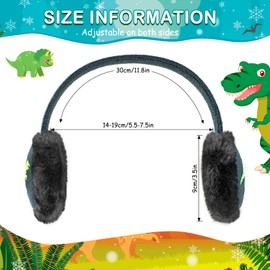BTHRORO Ear Muffs Kids Cute Dinosaur Earmuffs Adjustable Knit Ear Warmers Soft Plush Winter Warm Ear Covers for Boys Girls