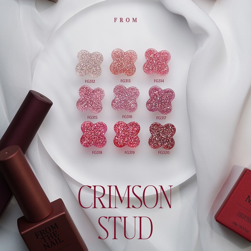 From the Nail Crimson Stud Reflective Glitter Gel Single Item