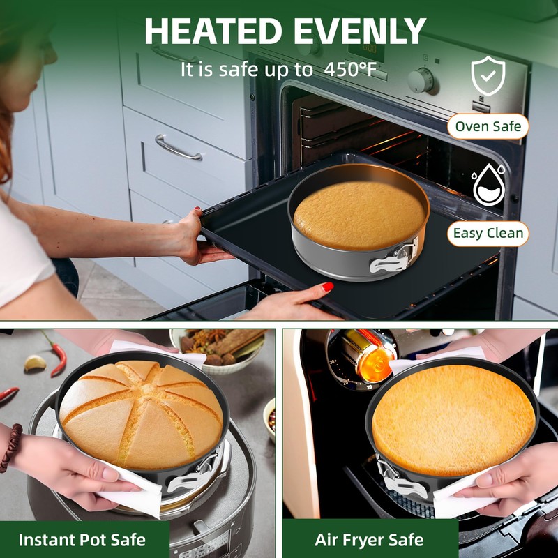 FLEEODAN Springform Pan Set of 3 (7"/9"/11") - Non-Stick Cheesecake