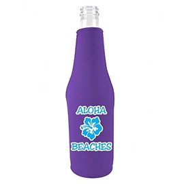 Coolie Junction Aloha Beaches Funny Bottle Coolie Purple