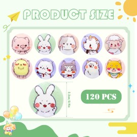 120 Pcs Kids Bandages, 10 Styles Cute Cartoon Adhesive Bandages Breathable Round Bandage, Colorful Vaccination Bandages Adhesive Dot Kids Bandage for Minor Cuts, Scrapes, Wounds, 0,9 Inch