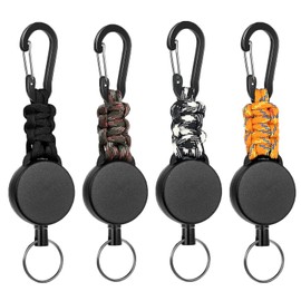 Fhlbestyu 2/4 Pieces Key Chain Extendable Lanyard with 60 cm Extendable Steel Cable, Retractable Key Chain Carabiner, 4 pieces.