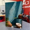 CUADRO DECORATIVO COCOS Y PALMERAS CON PARED TURQUESA (40X27CM)