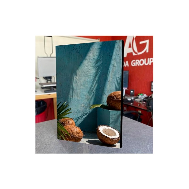 CUADRO DECORATIVO COCOS Y PALMERAS CON PARED TURQUESA (40X27CM)