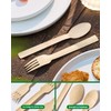 100% Bamboo Disposable Cutlery Set - 120 Mix (60 Forks,60