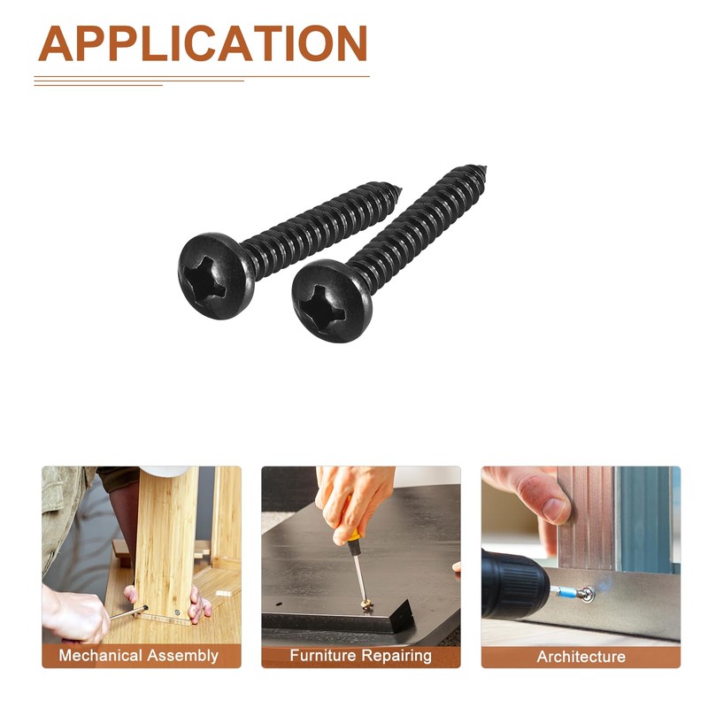 DTGN #12x1-1/2 Black Screws - 25Pack - 304 Stainless Steel