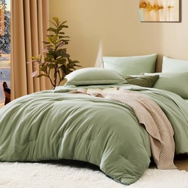 WRENSONGE Sage Green King Comforter Set, 7 Pieces Soft Microfiber King Size Comforter with Fitted Sheet, Flat Sheet, 2 Pillow Shams, and 2 Pillowcases- Warm King Bedding Set for All Season