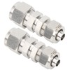 2Pcs Ferrule Compression Fitting Bulkhead Connector 2‑Touch Straight 304 Stainless