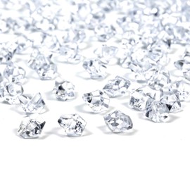 FLJHAYDMJ 820 PCS Clear Fake Ice,0.43x0.55 Inch,1.1 lbs Acrylic Crystal Gemstones for Decoration, Photography, Vase Filling, and Parties,Non-Toxic and Reusable
