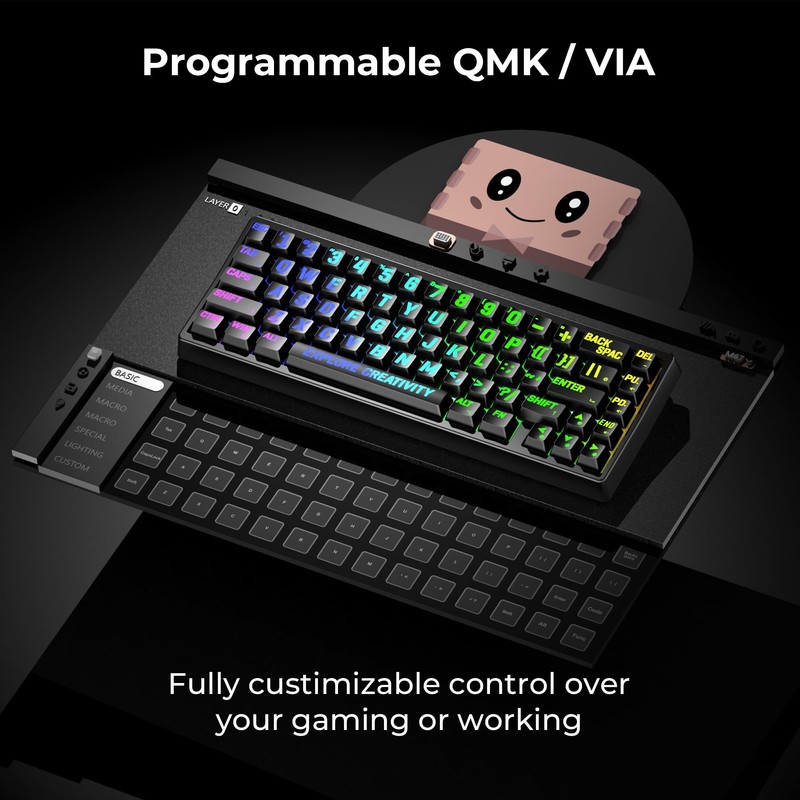 x XVX M67 Wireless 60% Percent Keyboard, QMK/VIA Topographic Gaming