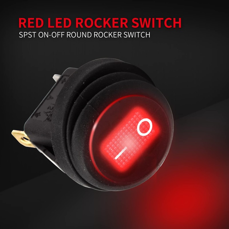 DaierTek - Interruptor basculante redondo de 12 V impermeable, LED