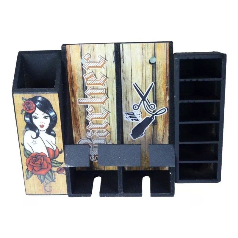 Vintage Porta Maquinas De Madera Negro Para Herramientas Barber Ch