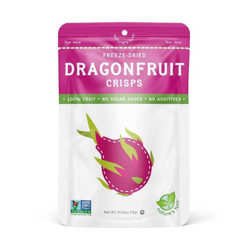 Nature’s Turn Freeze-Dried Fruit Snacks, Dragon Fruit Crisps, Pack of