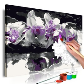 murando - Paint by Numbers Flowers Orchid 60 x 40 cm Painting Set with Wooden Frame on Canvas for Adults Children Painting Hand-Painted Kit DIY Gift Decoration n-A-0369-d-a