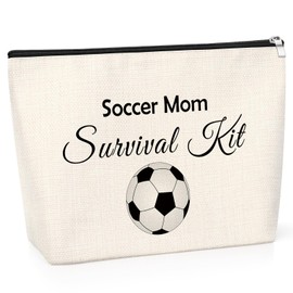 Soccer Mum Gifts Makeup Bag Soccer Lover Gift for Women Thank You Gifts for Football Team Leader Teacher Soccer Player Gift Soccer Team Presents for Daughter Friend Soccer Fan Gifts Cosmetic Bag