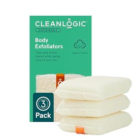 Care by Cleanlogic Organic Cotton Exfoliating Body Scrubber, Natural, 3 Count