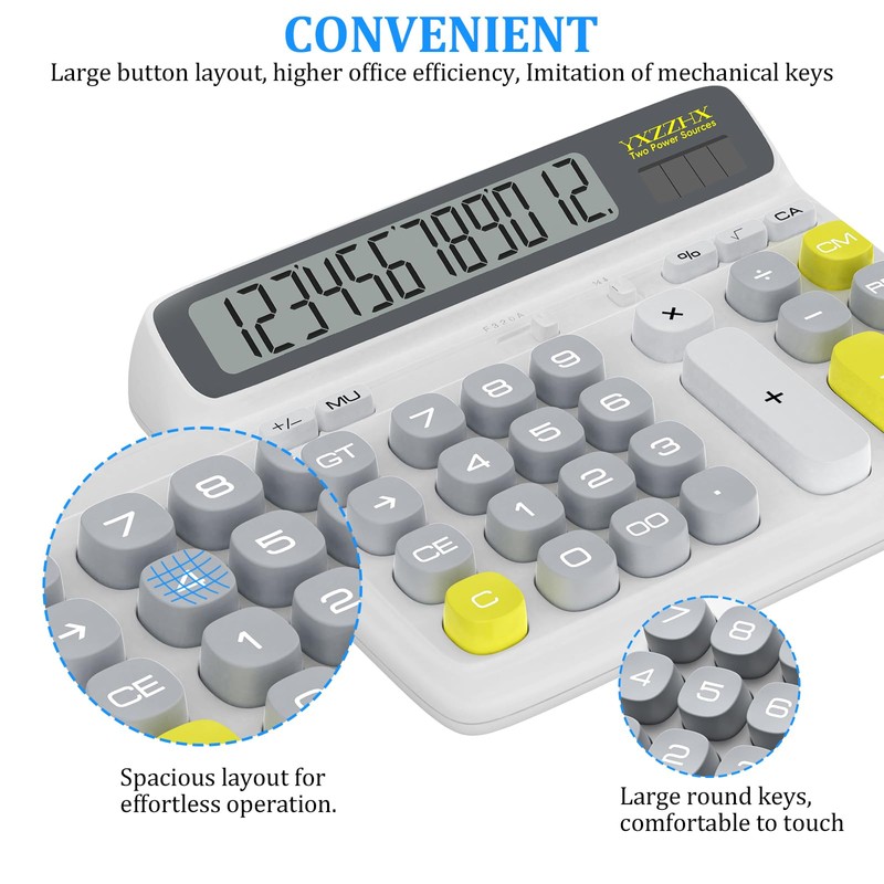 Desktop Calculator with Extra Large 5-Inch LCD Display, 12-Digit Two