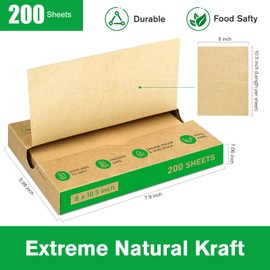 EcoDispose Precut POP UP Deli Paper Sheet Pack of 200, Interfolded Heavy Paper for Food Wrap and Serving (8" x 10-1/2", Kraft）
