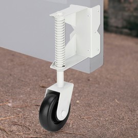 Spring Loaded Gate Caster for Wooden Gate PVC Fence, Heavy Duty Gate Wheel Caster with 360 Degree Universal Mount Plate for Metal gate, Yard Fence, 4-Inch, 220 Lbs Capacity, White