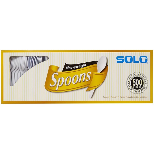 SOLO Cup Company Solo White Heavy Weight Spoons (500 Count), 1 Pack (Packaging may vary)