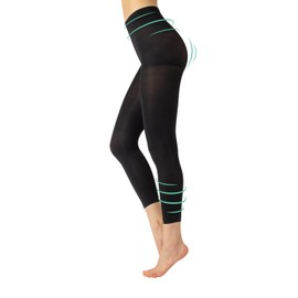 100 DEN OPAQUE MEDIUM SUPPORT FOOTLESS TIGHTS | FACTOR 8 SUPPORT AND SHAPER FOOTLESS TIGHTS | S, M, L, XL | BLACK | ITALIAN HOSIERY (S)